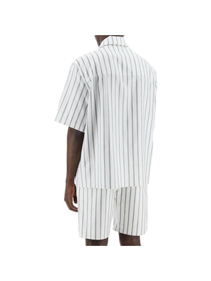 Striped Bowling Shirt With Button.