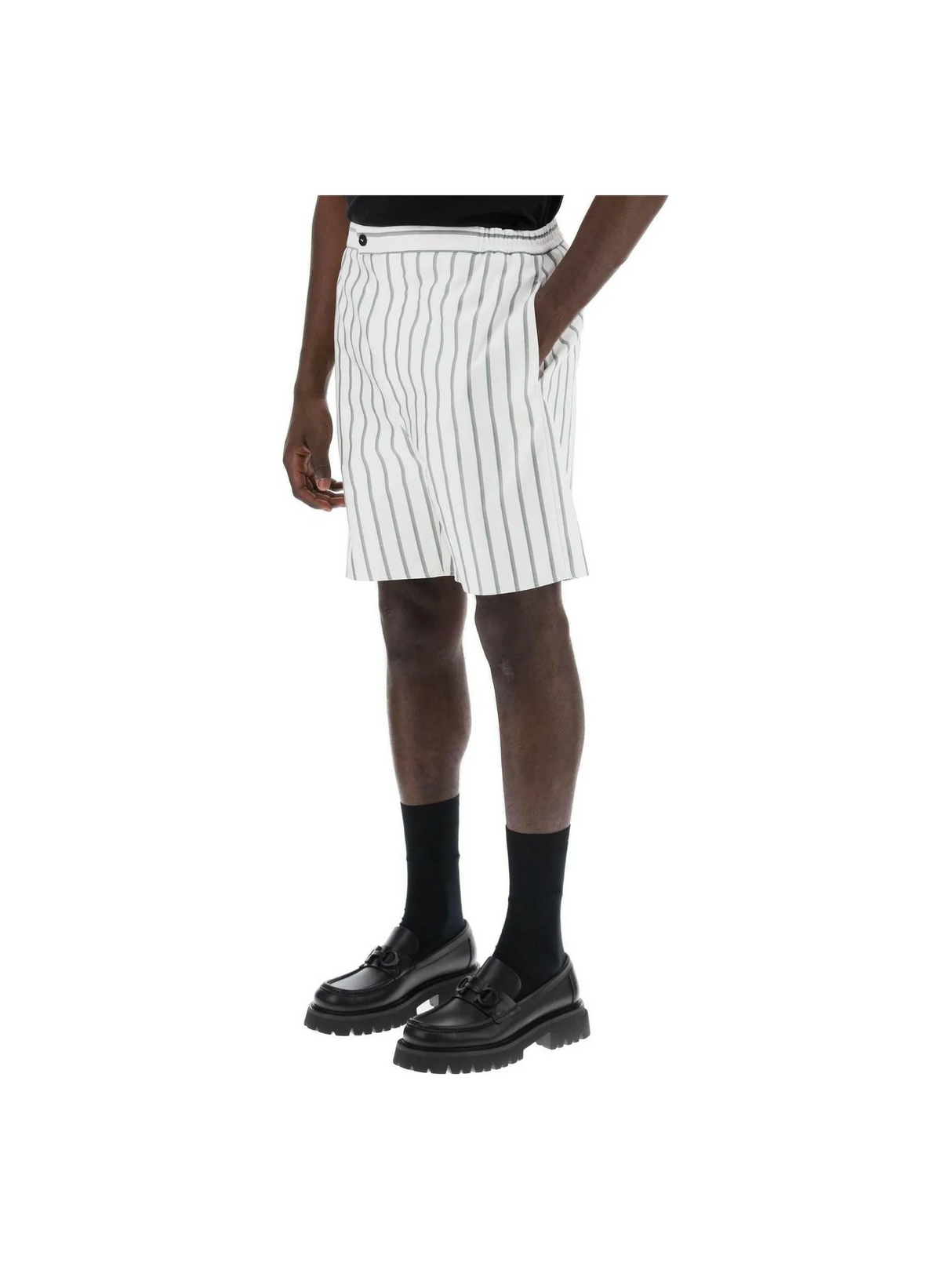 Striped Cotton Shorts-Ferragamo-JOHN JULIA