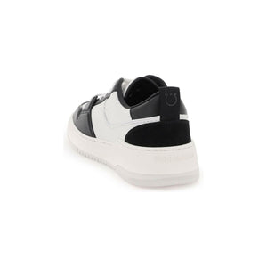 White and Black Two-Tone Leather Sneakers FERRAGAMO JOHN JULIA.