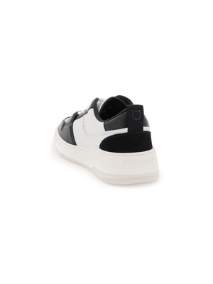 White and Black Two-Tone Leather Sneakers FERRAGAMO JOHN JULIA.