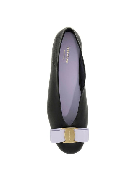 FERRAGAMO-Vanna Vara Bow Leather Ballerinas-JOHN JULIA