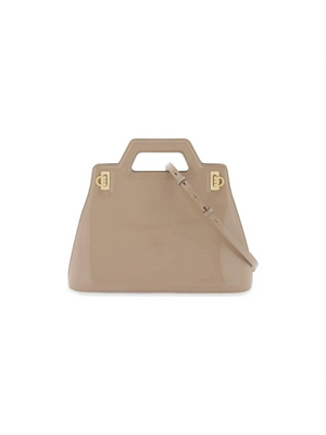 Beige 'Wanda' Top Handle Calfskin Handbag FERRAGAMO JOHN JULIA.