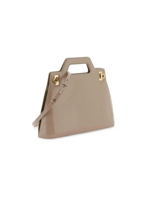 Beige 'Wanda' Top Handle Calfskin Handbag FERRAGAMO JOHN JULIA.