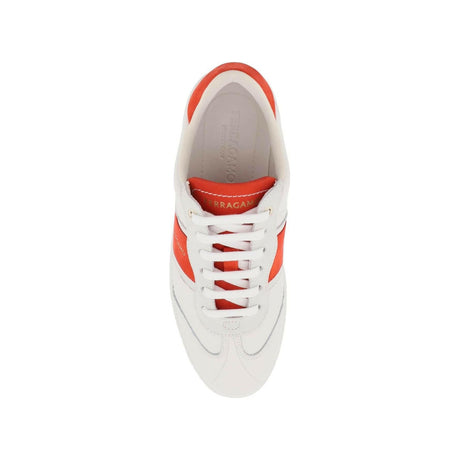 White and Red Signature Calfskin Sneakers FERRAGAMO JOHN JULIA.