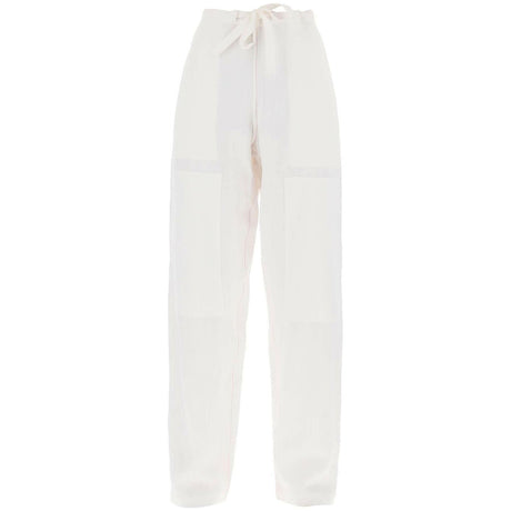 White Soft Linen-Blend Wide-Leg Pants FERRAGAMO JOHN JULIA.