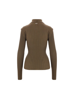 Wool Ribbed-knit Layered Turtleneck-FERRAGAMO-JOHN JULIA