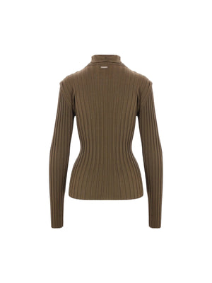 Wool Ribbed-knit Layered Turtleneck-FERRAGAMO-JOHN JULIA