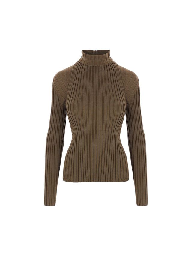 Wool Ribbed-knit Layered Turtleneck-FERRAGAMO-JOHN JULIA