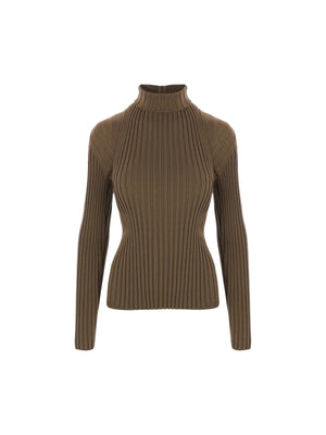 Wool Ribbed-knit Layered Turtleneck-FERRAGAMO-JOHN JULIA