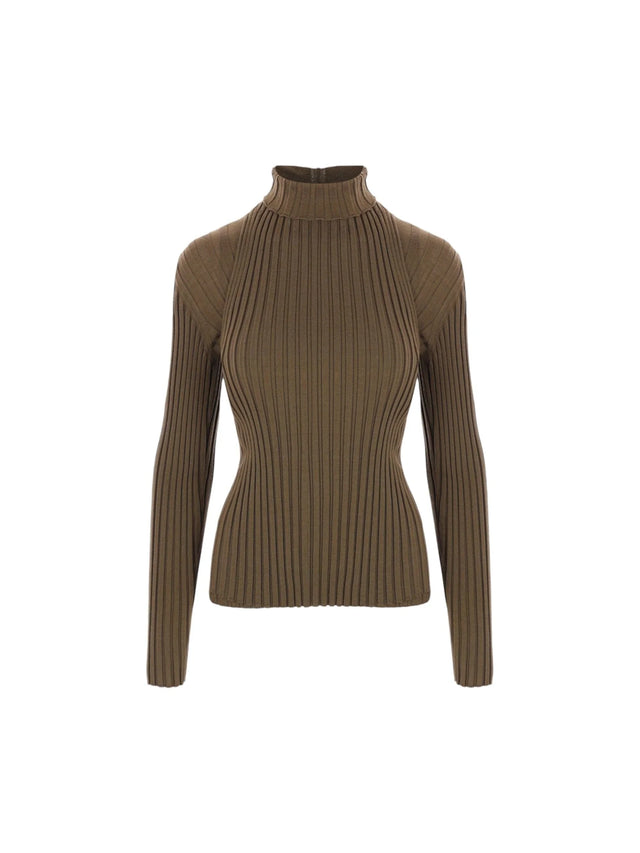 Wool Ribbed-knit Layered Turtleneck-FERRAGAMO-JOHN JULIA