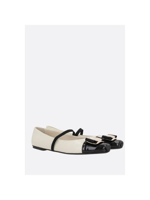 Zina Nappa And Patent Leather Ballerinas-FERRAGAMO-JOHN JULIA