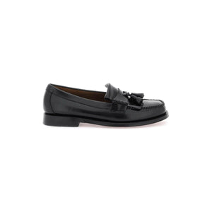 Black Leather Esther Kiltie Weejuns Loafers With Tassels G.H. BASS JOHN JULIA.