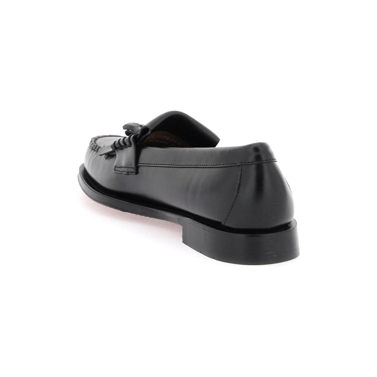 Black Leather Esther Kiltie Weejuns Loafers With Tassels G.H. BASS JOHN JULIA.