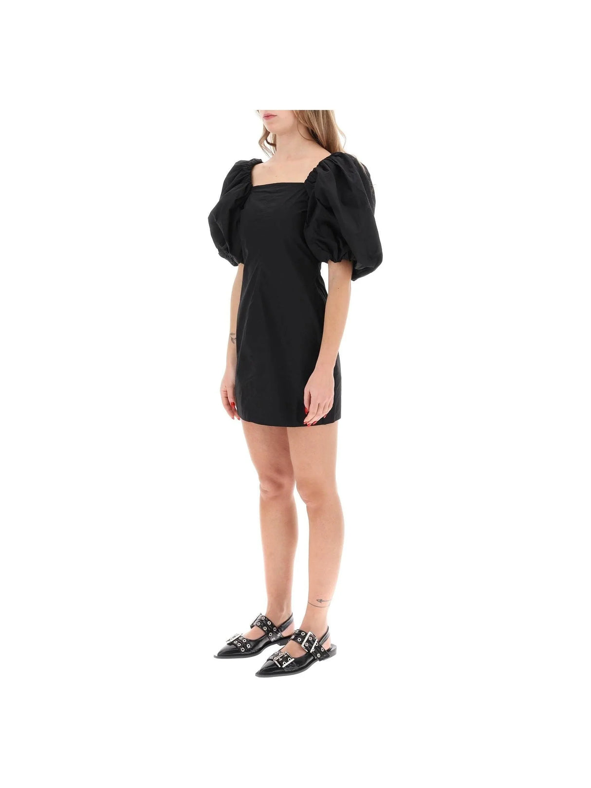 Balloon Sleeve Cotton Poplin Mini Dress - Women > Clothing > Dresses > Mini