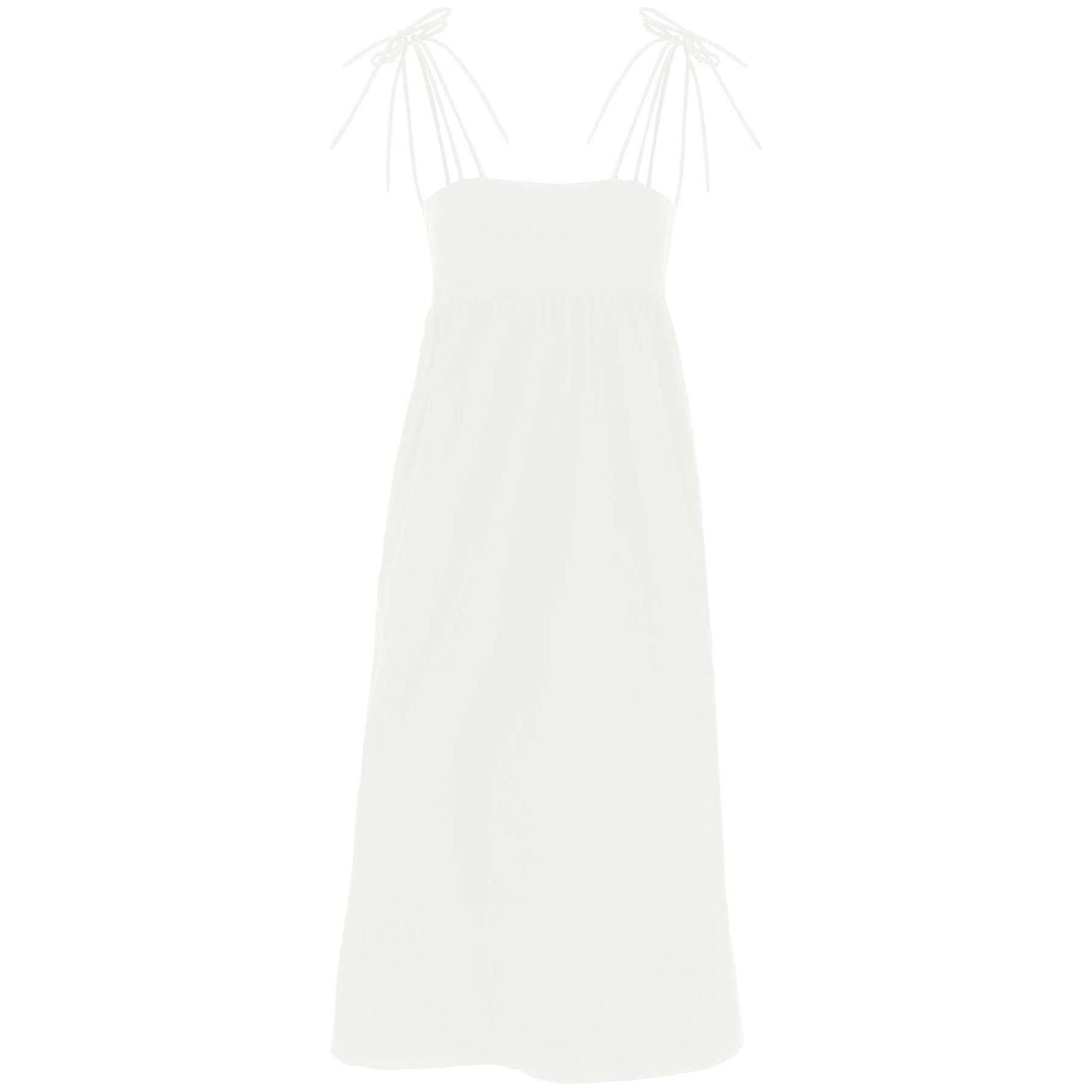 Bright White Organic Cotton Poplin String Midi Dress GANNI JOHN JULIA.