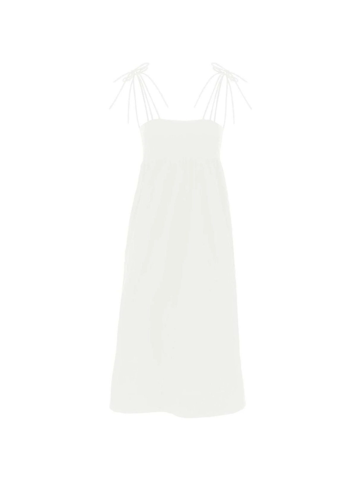 Bright White Organic Cotton Poplin String Midi Dress GANNI JOHN JULIA.