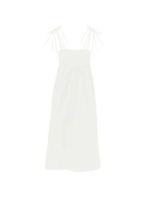 Bright White Organic Cotton Poplin String Midi Dress GANNI JOHN JULIA.