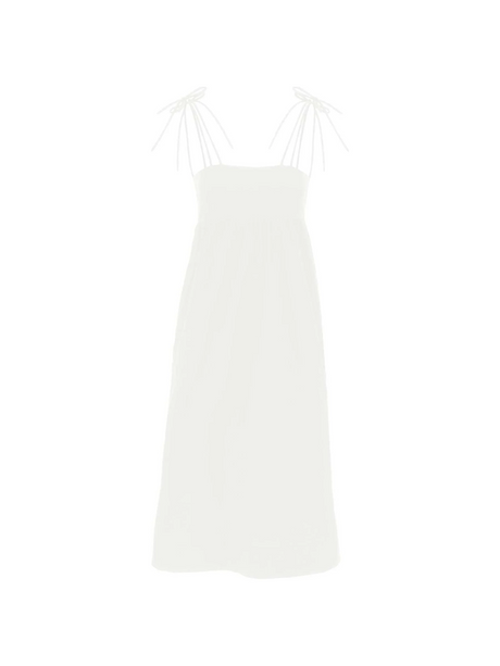 Bright White Organic Cotton Poplin String Midi Dress GANNI JOHN JULIA.