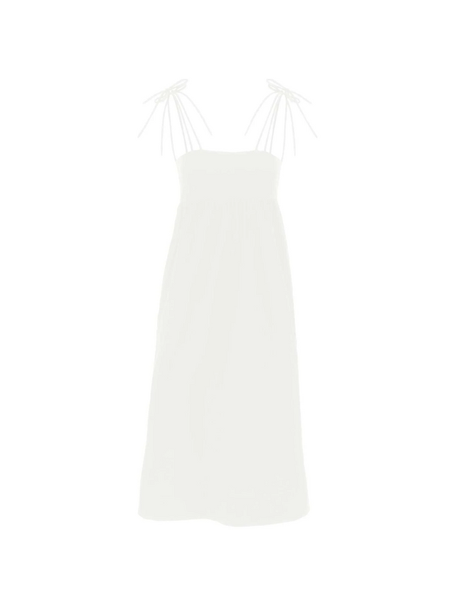 Bright White Organic Cotton Poplin String Midi Dress GANNI JOHN JULIA.