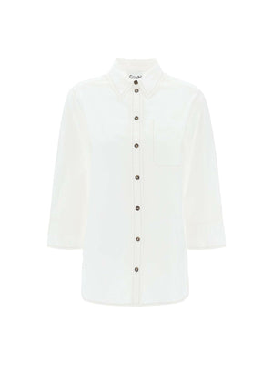 Bright White Oversized Organic Cotton Poplin Shirt GANNI JOHN JULIA.