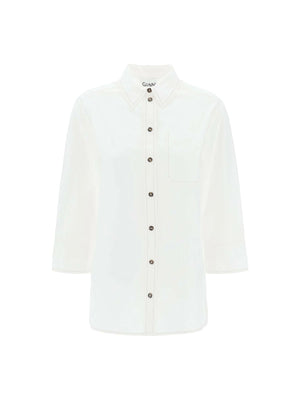 Bright White Oversized Organic Cotton Poplin Shirt GANNI JOHN JULIA.