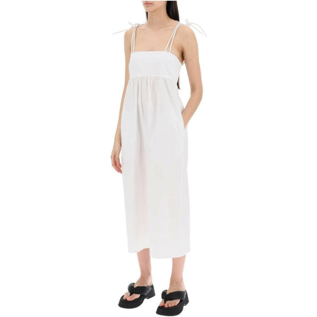 Bright White Organic Cotton Poplin String Midi Dress GANNI JOHN JULIA.