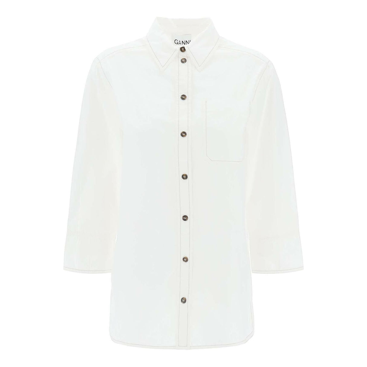 Bright White Oversized Organic Cotton Poplin Shirt GANNI JOHN JULIA.