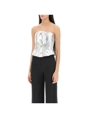 GANNI-Bustier Top In Foil Denim-JOHN JULIA