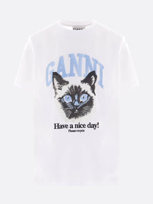 Cat Print Cotton T-shirt