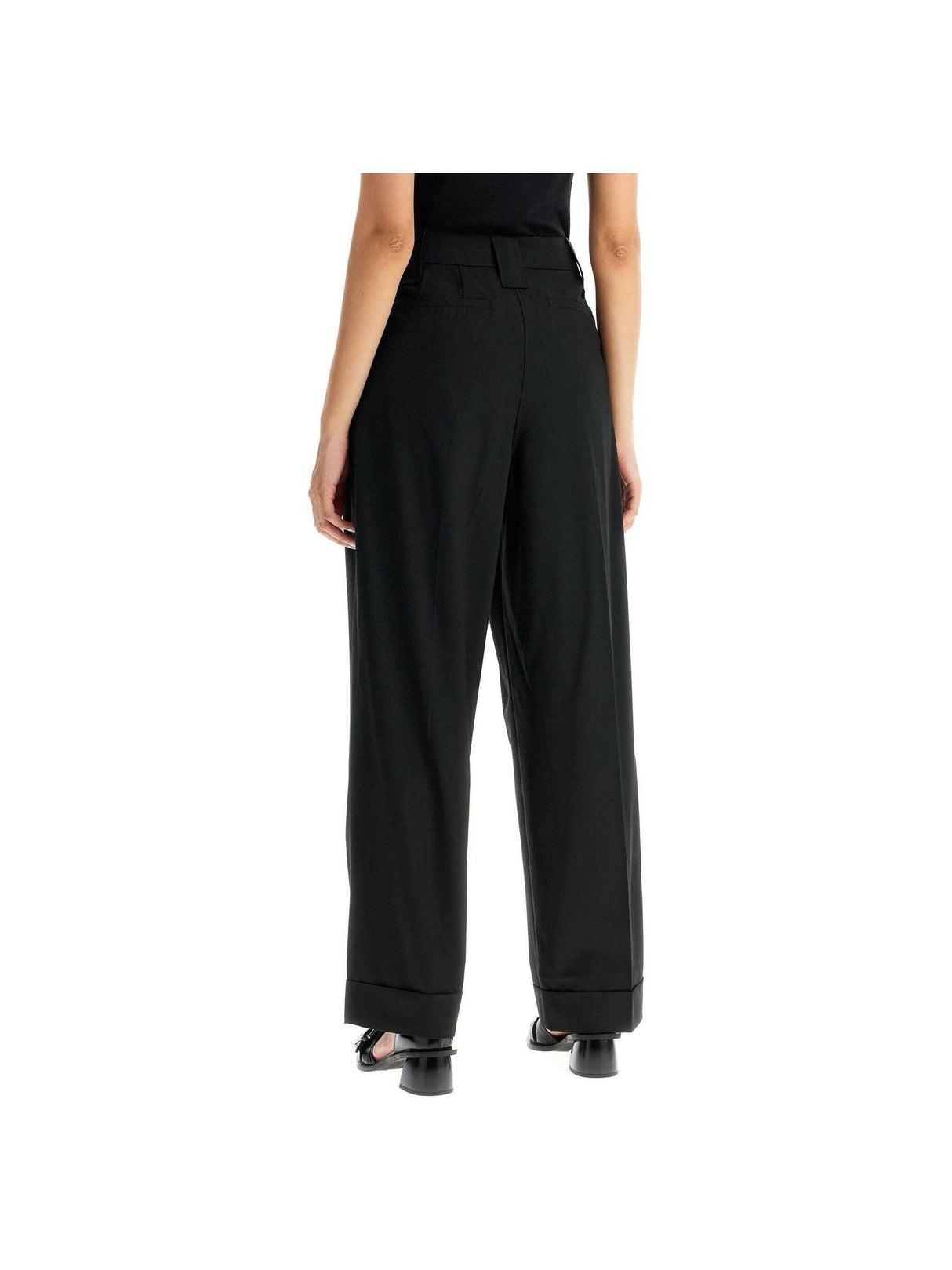 GANNI-Drapey Melange Pleated Pants-JOHN JULIA