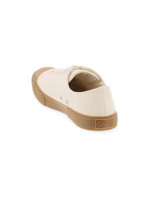 Egret Classic Low-Top Organic Cotton Canvas Sneakers GANNI JOHN JULIA.