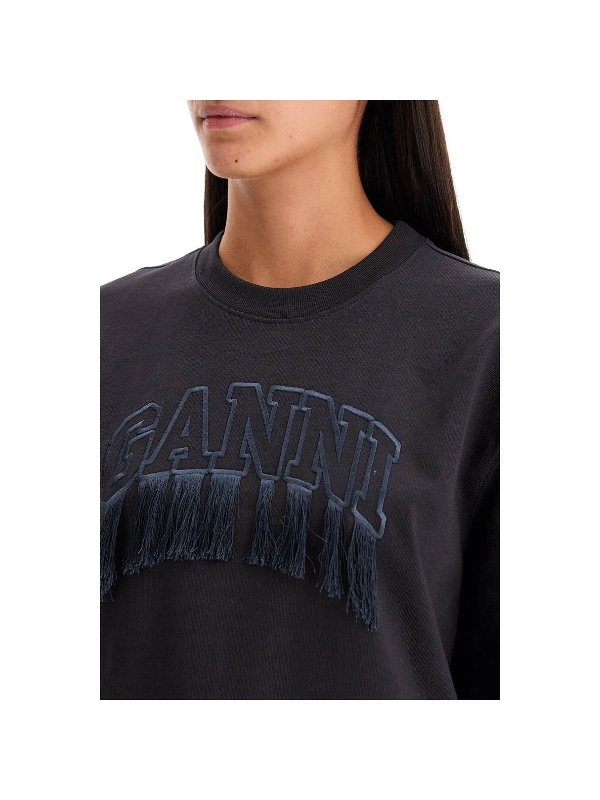 GANNI-Embroidered Oversized Cotton T-Shirt-JOHN JULIA