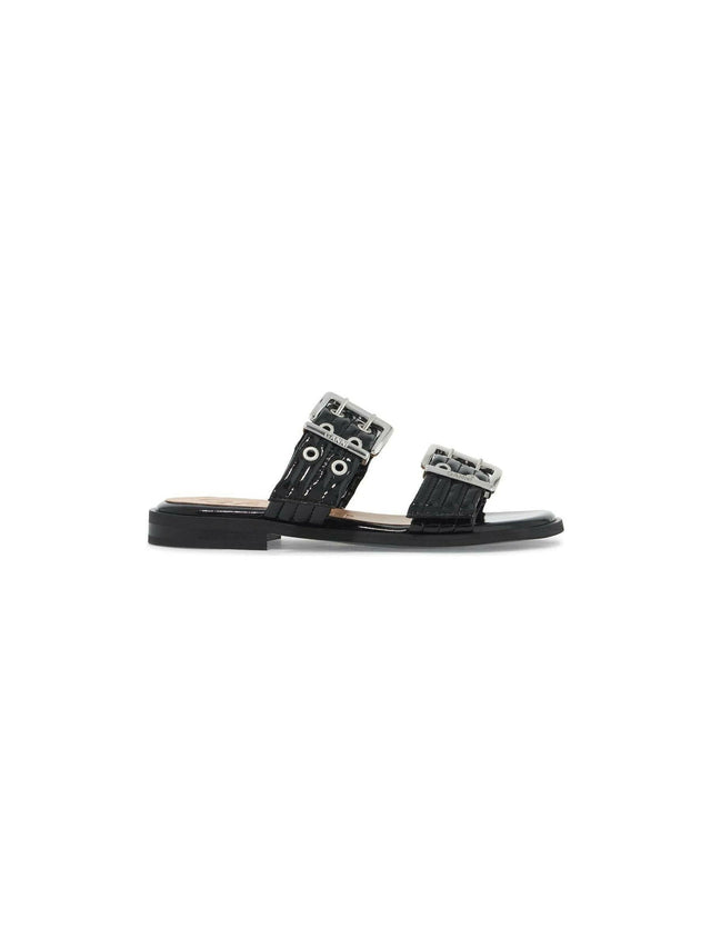 Feminine Buckle Two-Buckle Sandals.