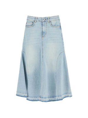 GANNI-Flared Denim Skirt. -JOHN JULIA.