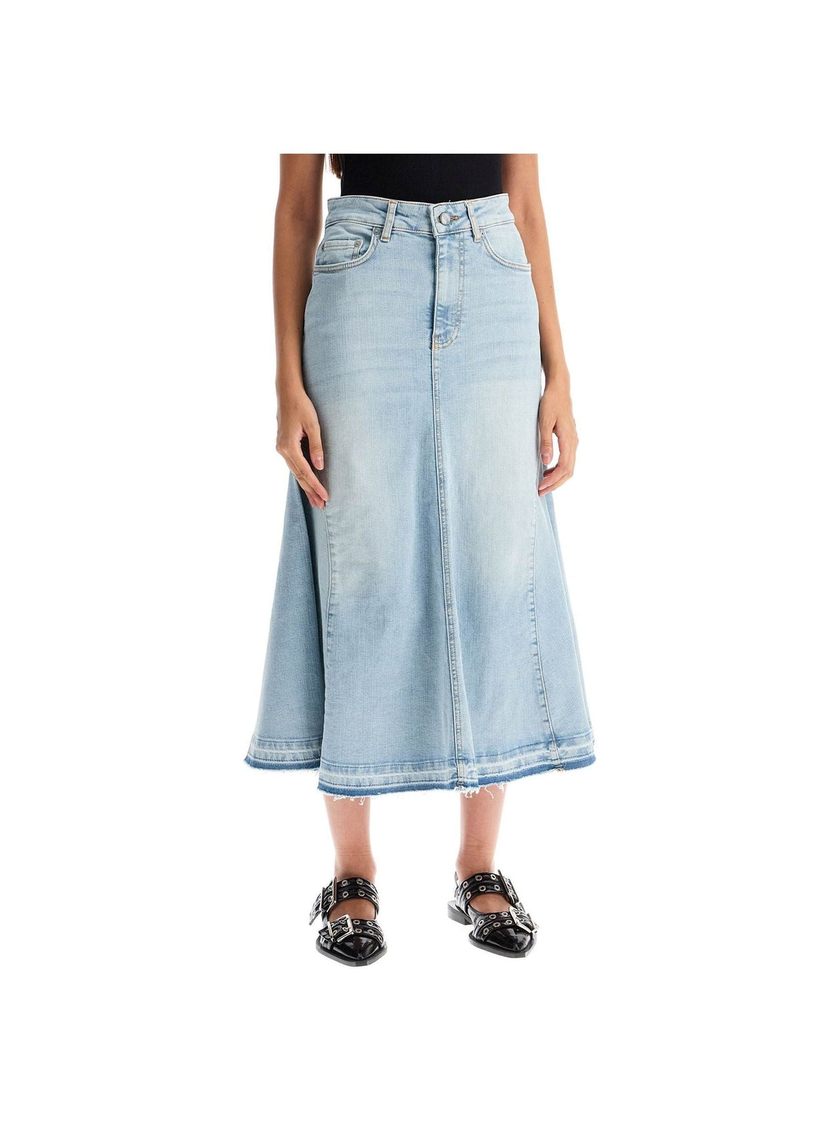 GANNI-Flared Denim Skirt. -JOHN JULIA.