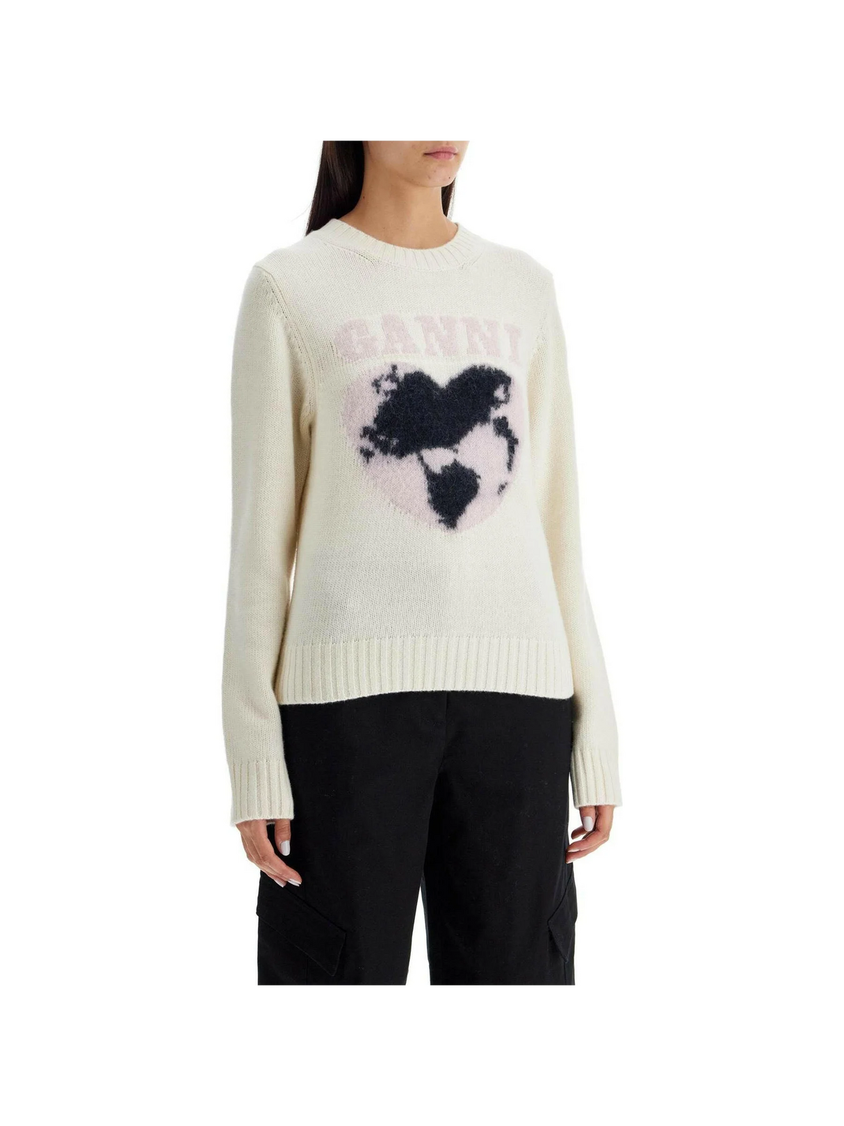 Jacquard Heart Wool-Blend Sweater.