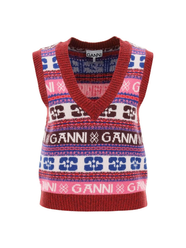 GANNI-Jacquard Wool Vest-JOHN JULIA