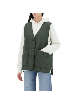 Kombu Green Quilt Boxy Vest GANNI JOHN JULIA.