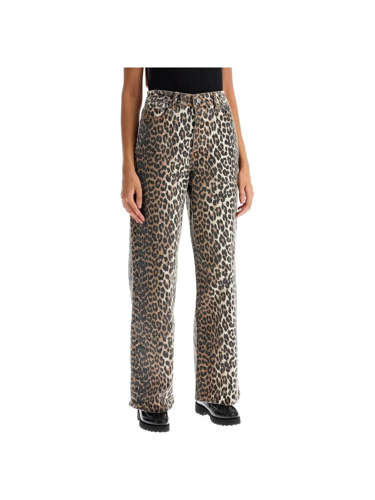 GANNI-Leopard Print Izey Jeans-JOHN JULIA