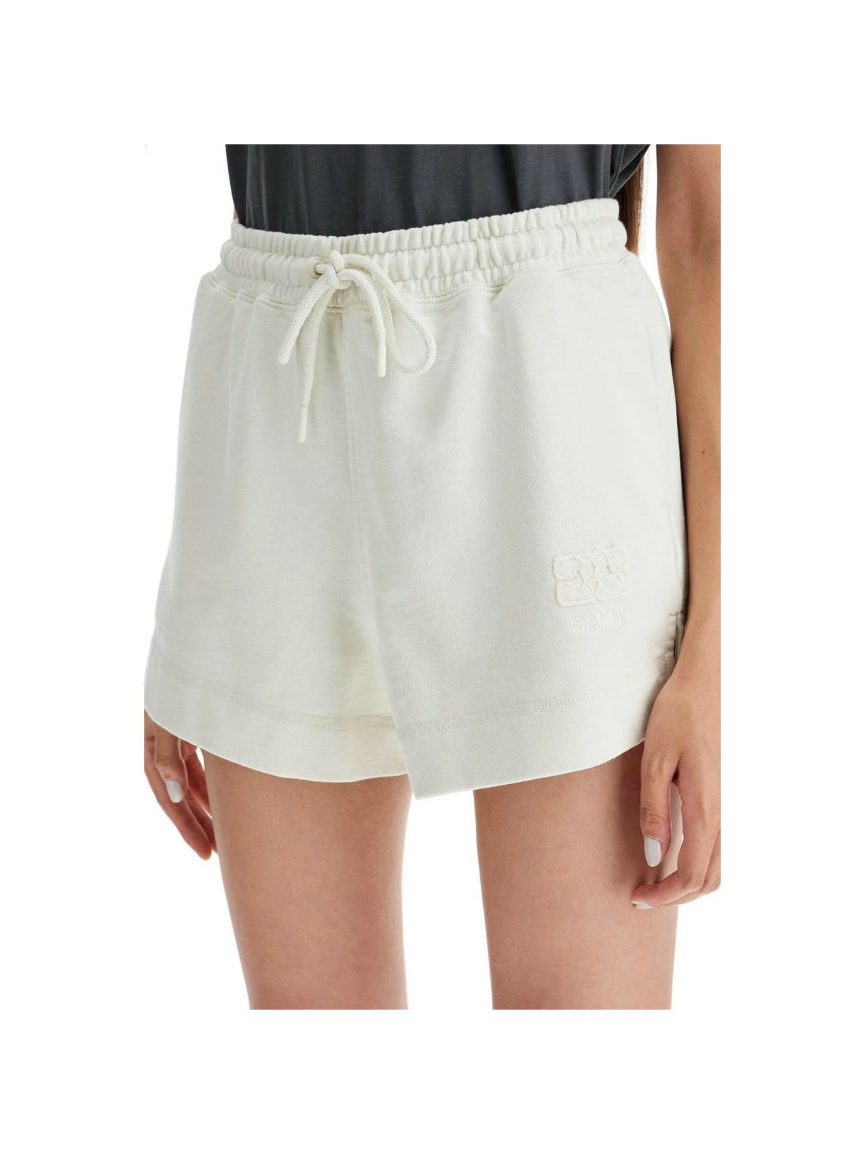 Lightweight Organic Cotton Shorts-Ganni-JOHN JULIA