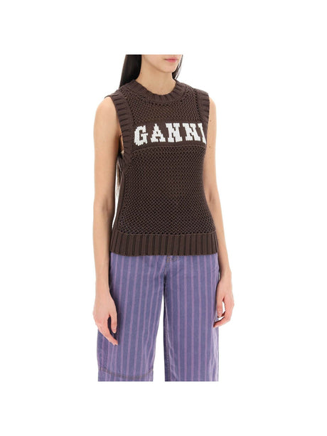 GANNI-Open-stitch Knitted Vest-JOHN JULIA