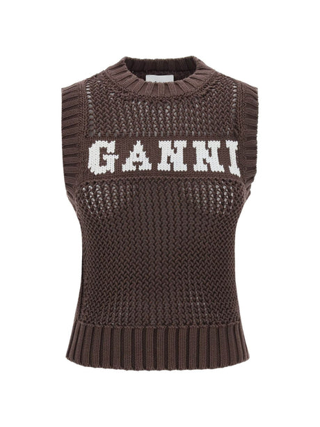 GANNI-Open-stitch Knitted Vest-JOHN JULIA