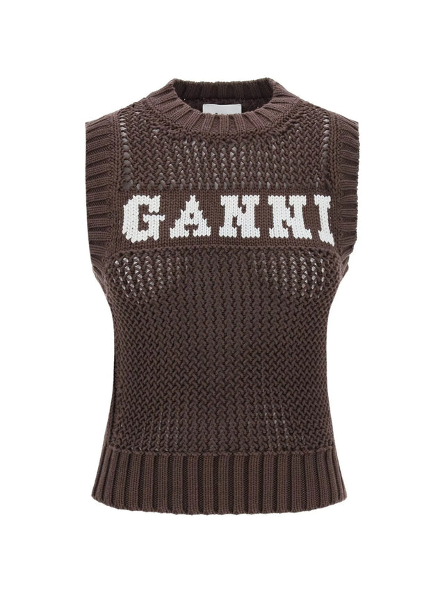 GANNI-Open-stitch Knitted Vest-JOHN JULIA