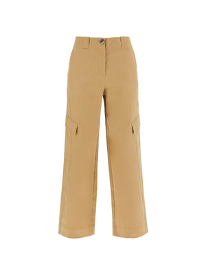 Organic Cotton Mid Waist Herringbone Cargo Pants.