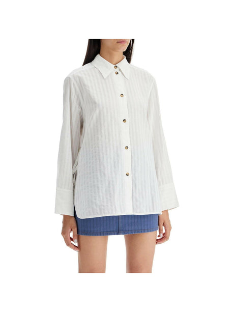 Organic Cotton Tonal Striped Oversized Shirt.