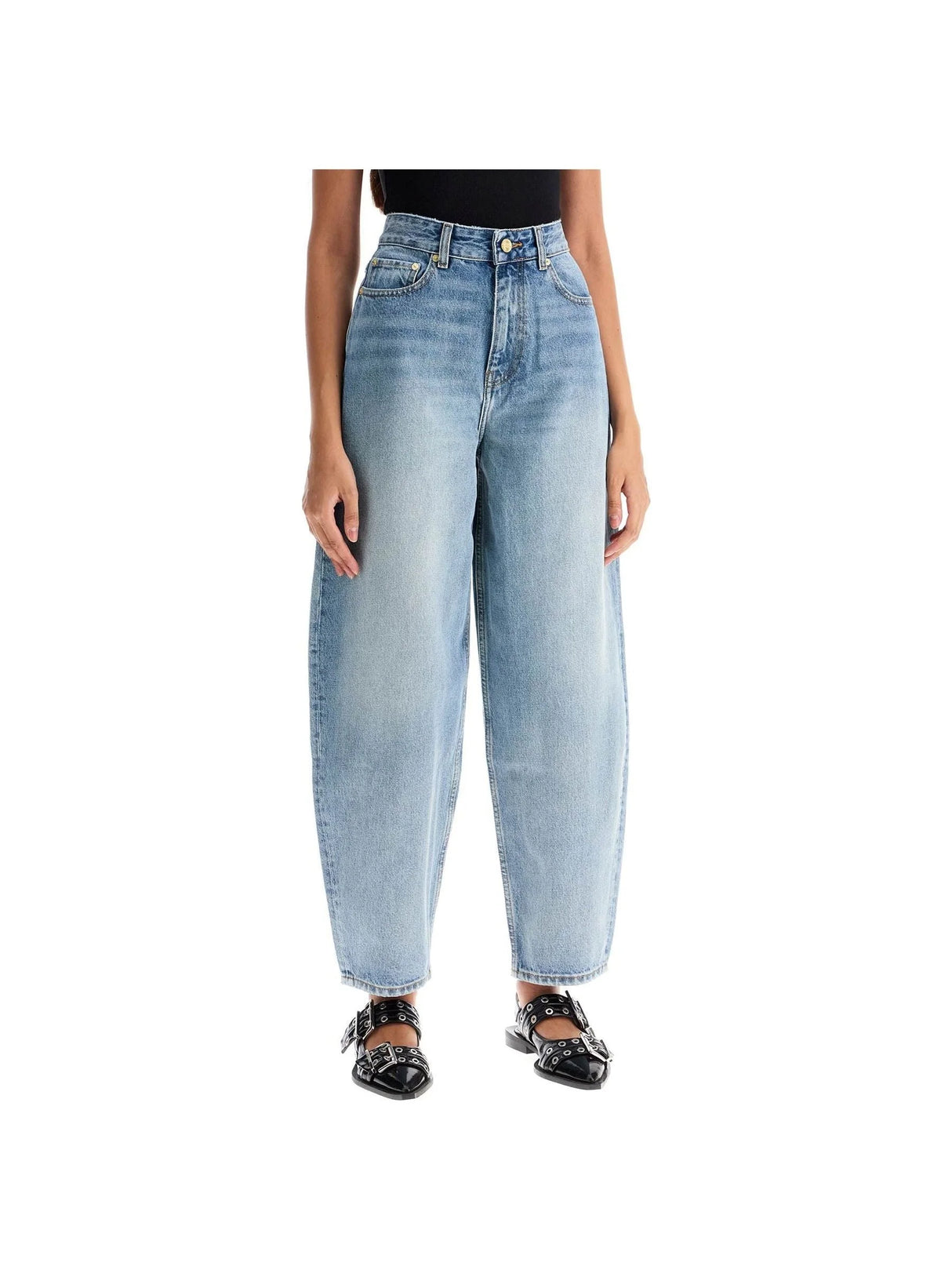 GANNI-Organic Denim Tapered Jeans In Eight -JOHN JULIA.