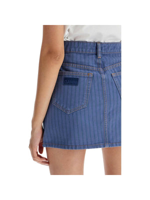 Organic Overdyed Denim Striped Mini Skirt.