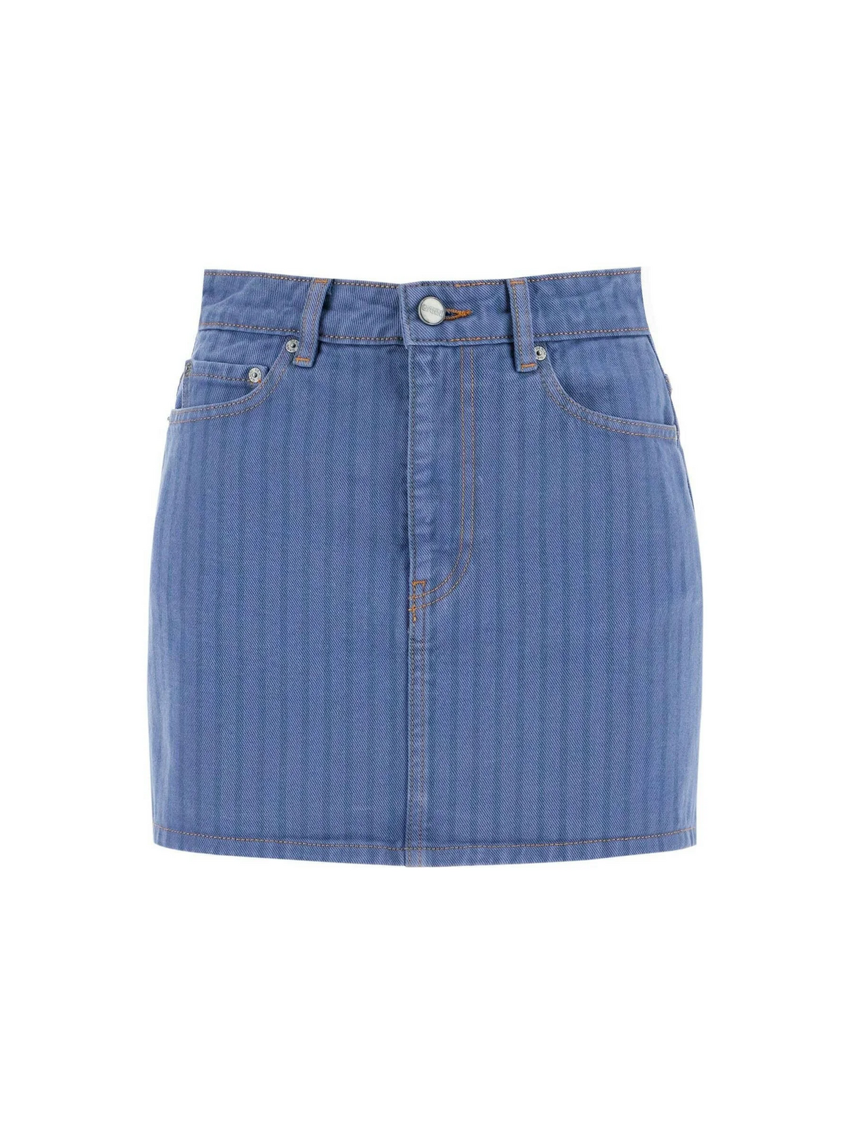 Organic Overdyed Denim Striped Mini Skirt.