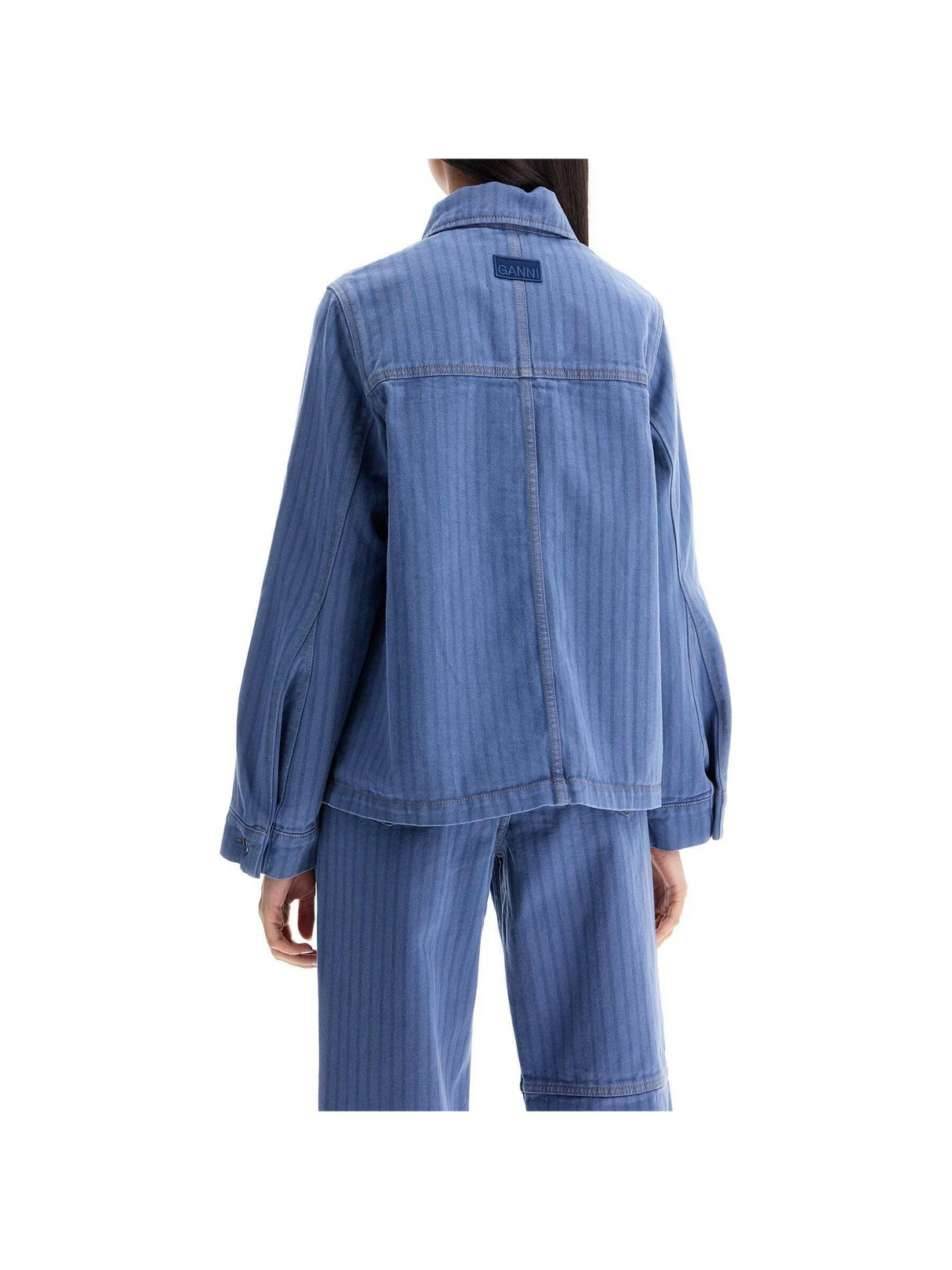 Overdyed Striped Organic Denim Jacket.