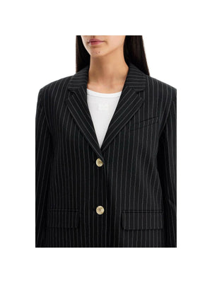 Pinstriped Boxy Two-Button Blazer.